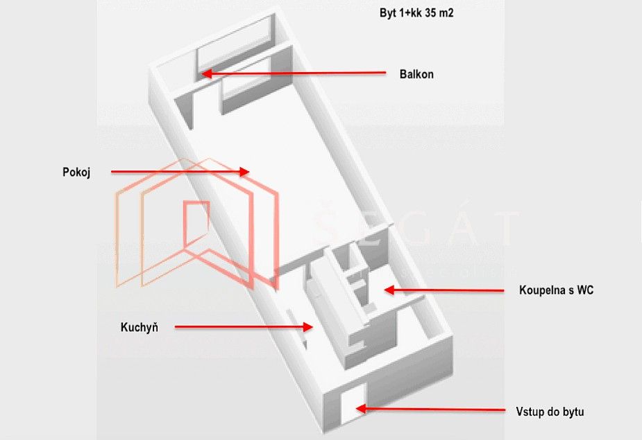 Byt 1+kk · 35 m² · Zlín, Zlínský kraj - 3