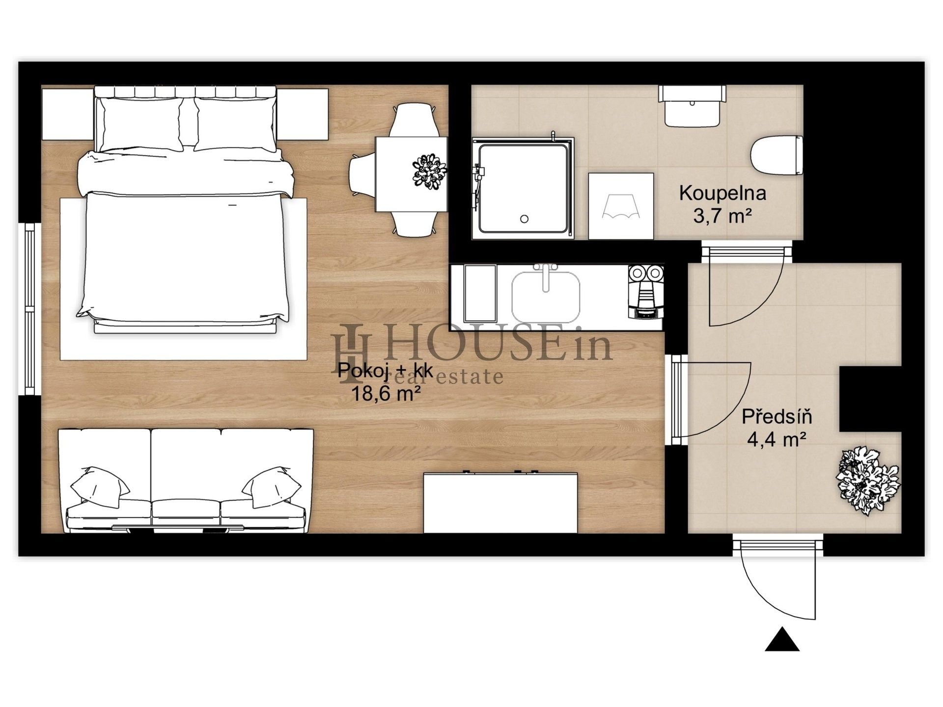 Byt 1+kk · 32 m² · Petrská, Praha - 3
