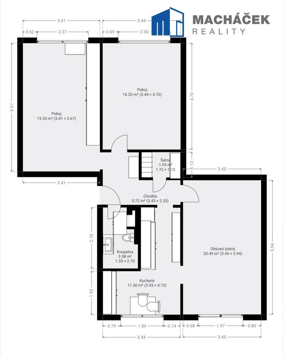 Prodej byt 3+1 - Kosmonautů, Teplice, 81 m²