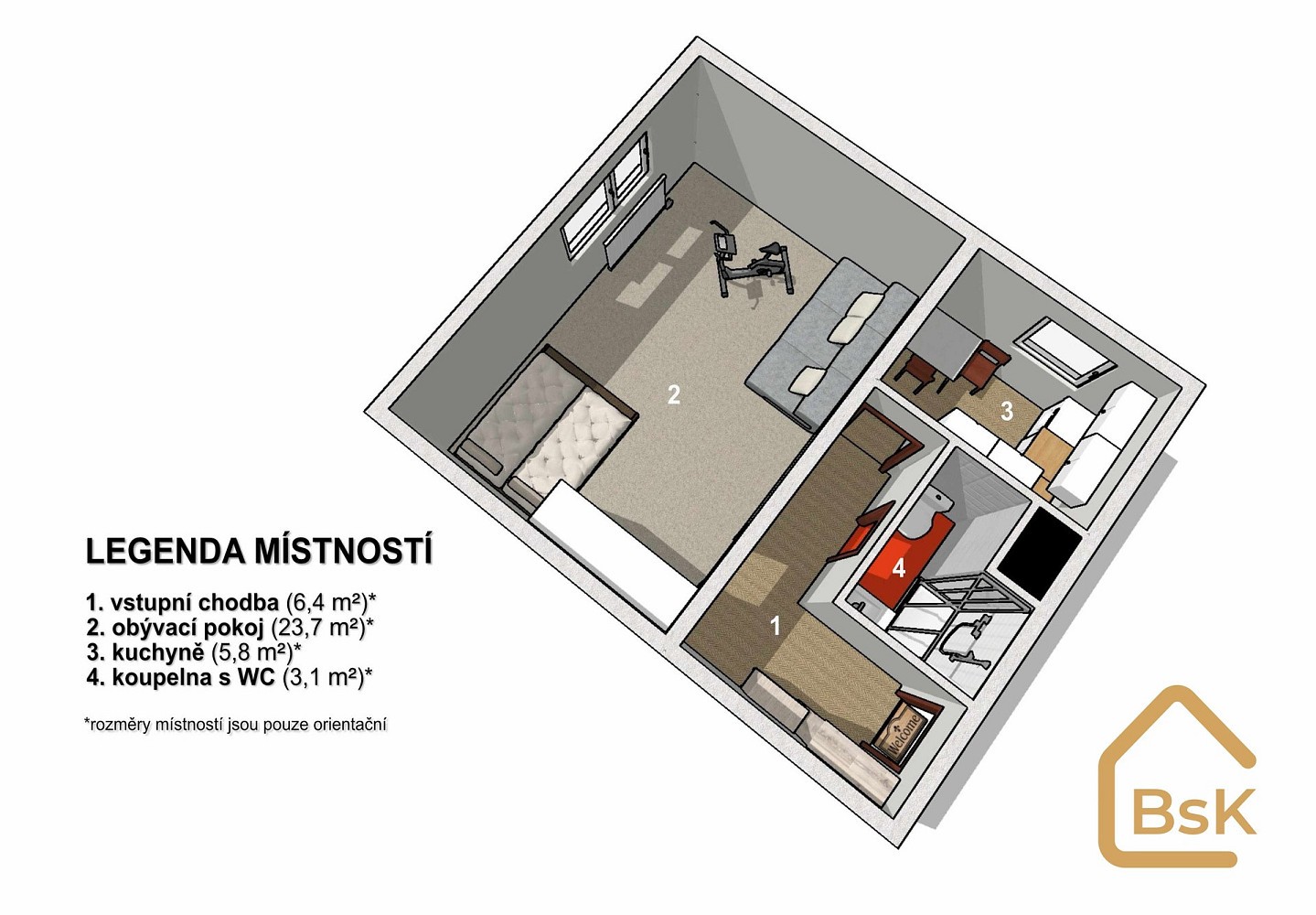 1+1, Na Vršku, Jablonec nad Nisou, 40 m² - 2