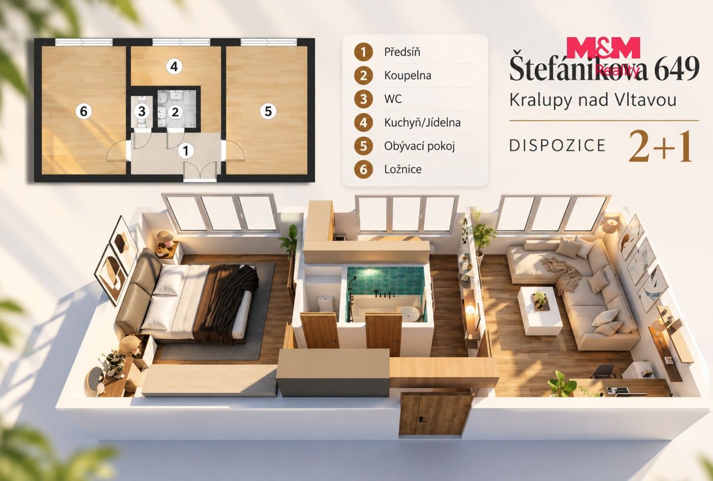 Byt 2+1 · 55 m² · Štefánikova, Kralupy nad Vltavou - 2