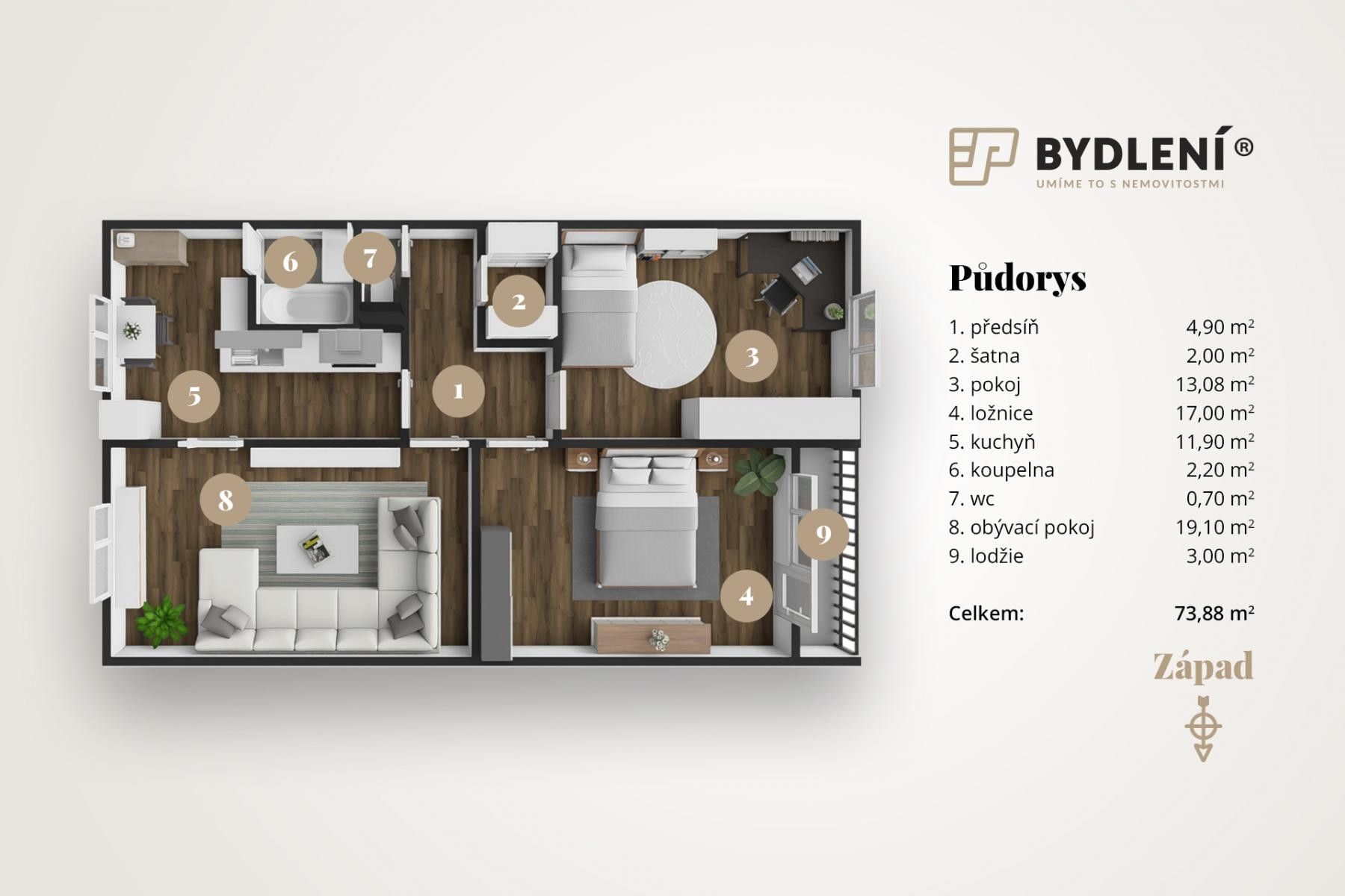 Byt 3+1 · 74 m² · Příkopy  , Ústí nad Labem Krásné Březno - 3