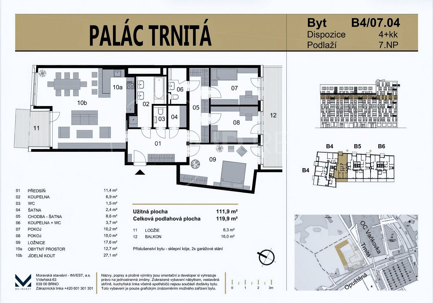 Prodej byt 4+kk - Brno - Trnitá, okres Brno-město, Jihomoravský kraj, 119 m² - 5