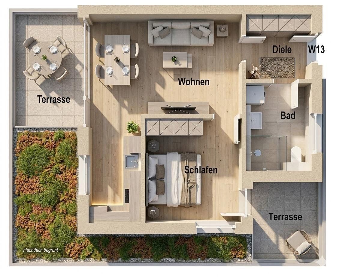 2+1, Beckentalweg 4, , Bádensko-Württembersko, 56 m² - 1