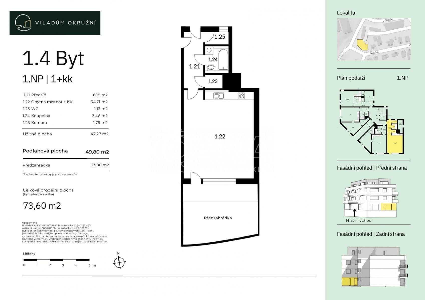Byt 1+kk · 58 m² · Okružní, Praha - 3