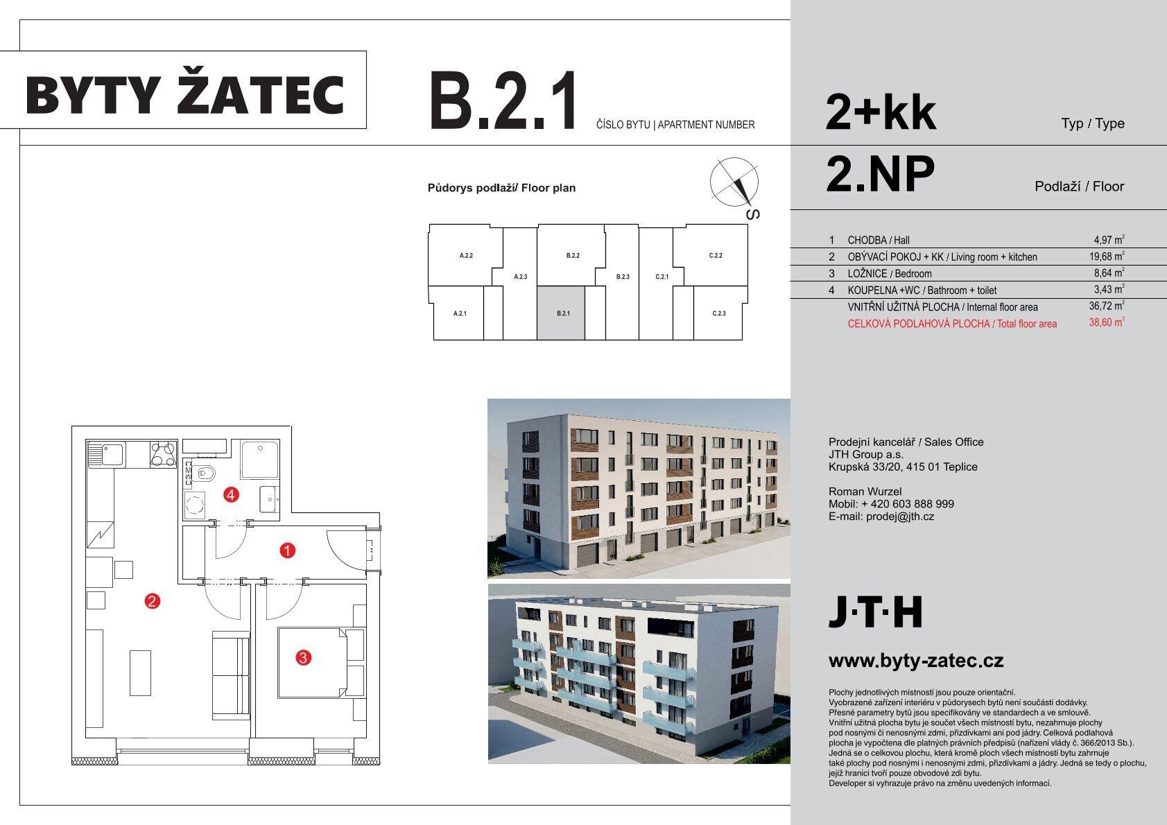Byt 2+kk · 39 m² · Husova, Žatec - 4