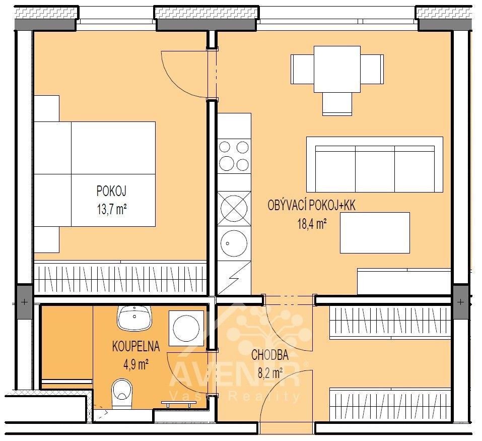 2+kk, U Nisy 912, Liberec III-Jeřáb, 48 m² - 2