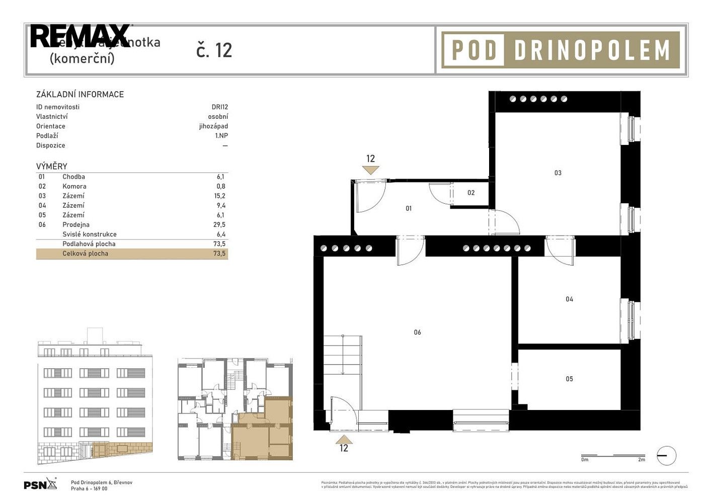 Obchodní prostory, Pod Drinopolem, Praha 6 - Břevnov, 74 m² - 2