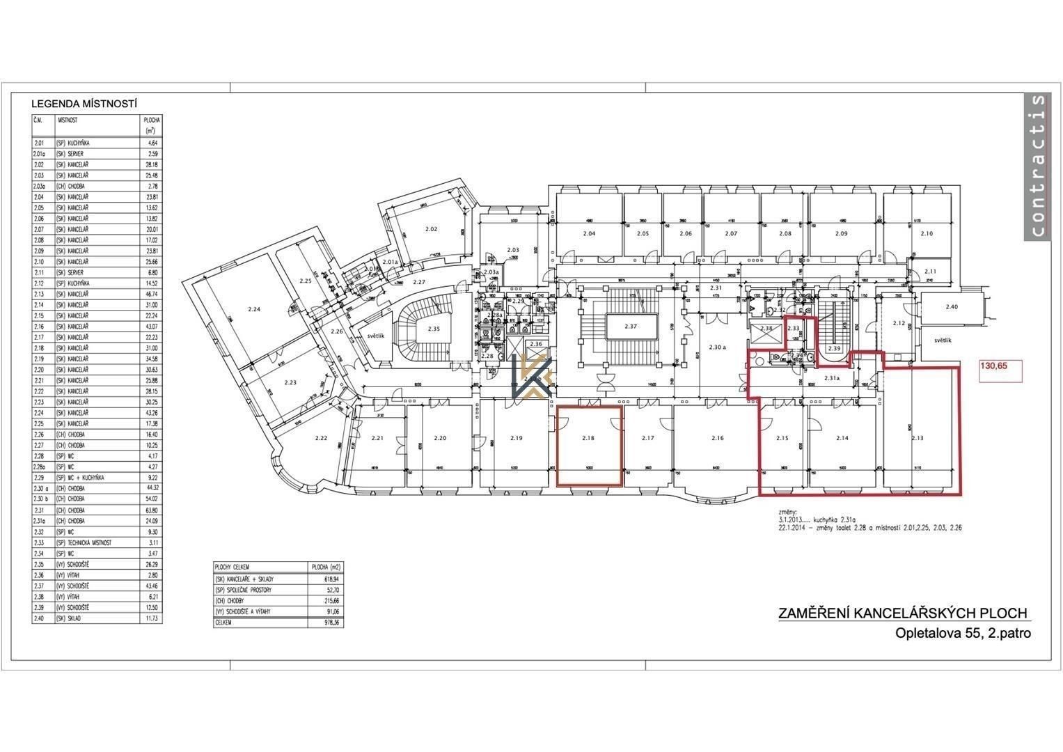 Pronájem kancelář - Opletalova, Praha, 131 m²