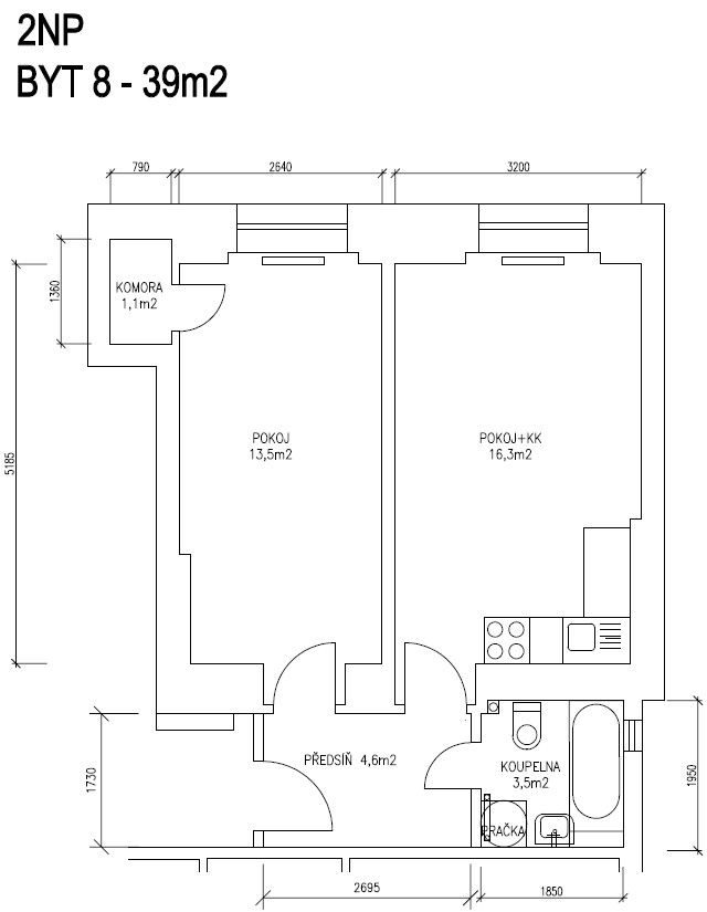 2+kk, Pod Vilami, Praha - Nusle, 39 m² - 1
