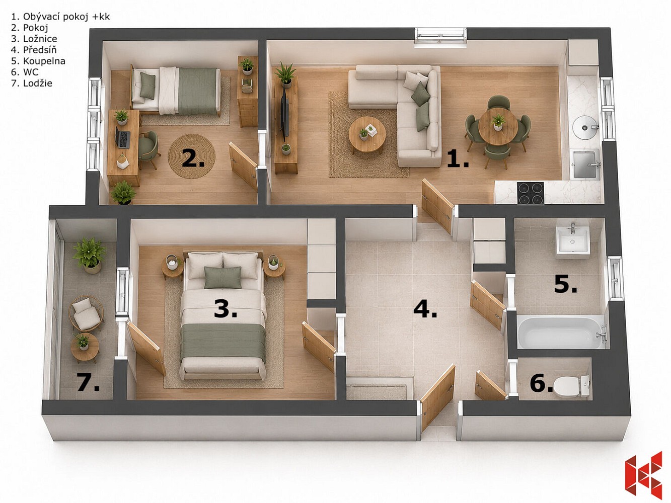 3+kk, U Ovčína, Dobříš, okres Příbram, 64 m² - 2