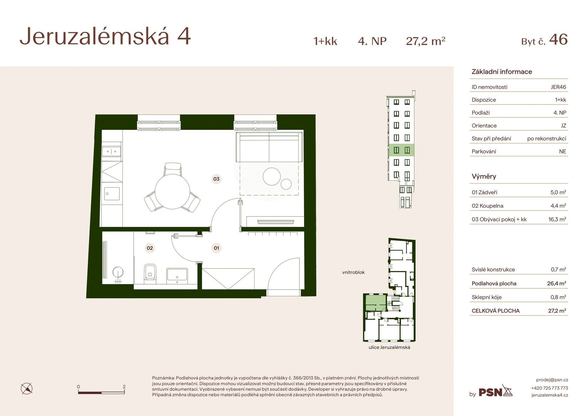 1+kk, Jeruzalémská, Praha Nové Město, 26 m² - 2