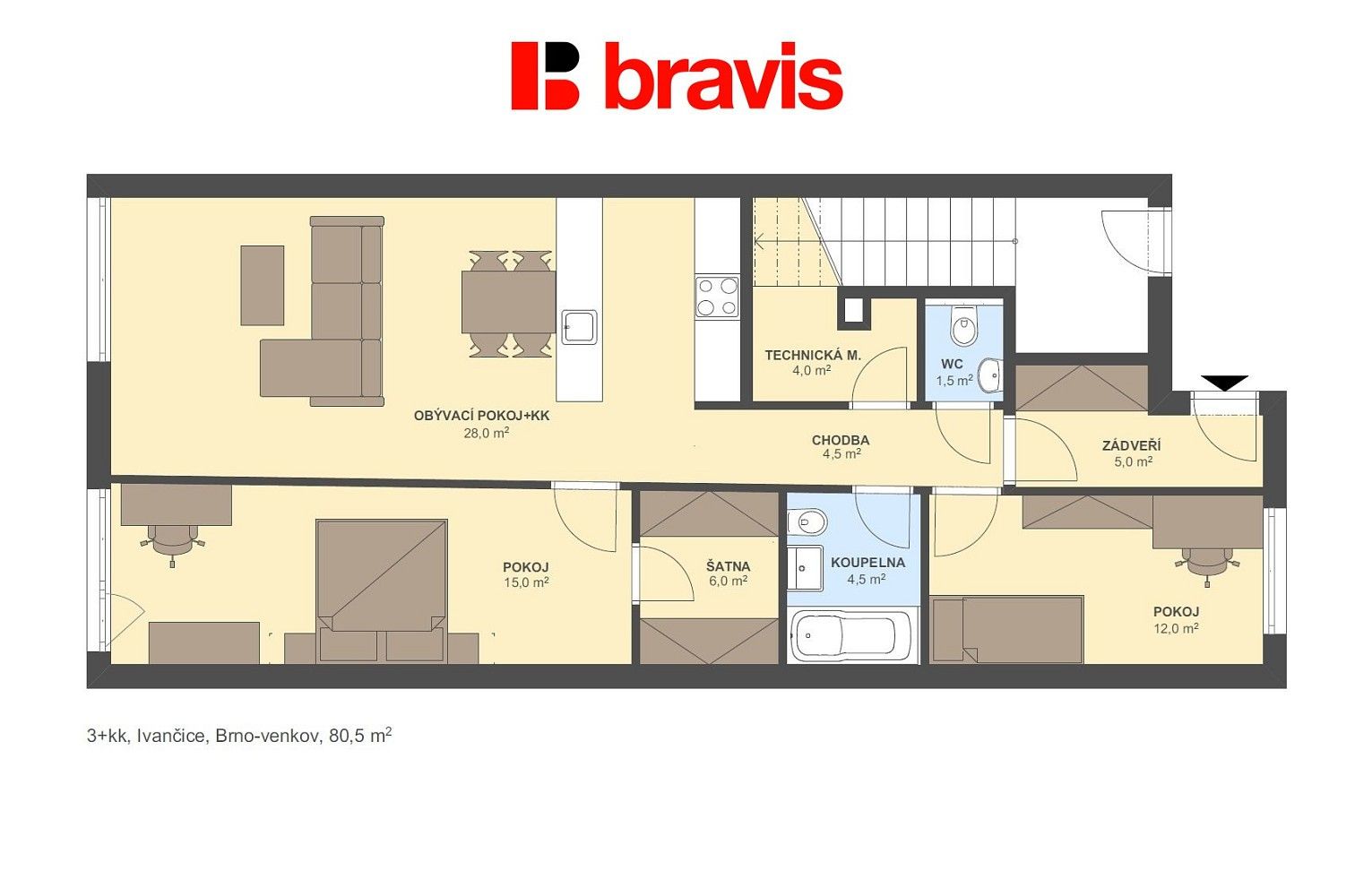 Prodej byt 3+kk - Ořechová, Ivančice, okres Brno-venkov, 80 m² - 5