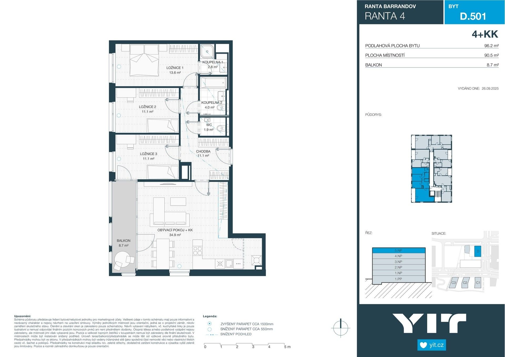 Prodej byt 4+kk - Wassermannova, Praha, 91 m²
