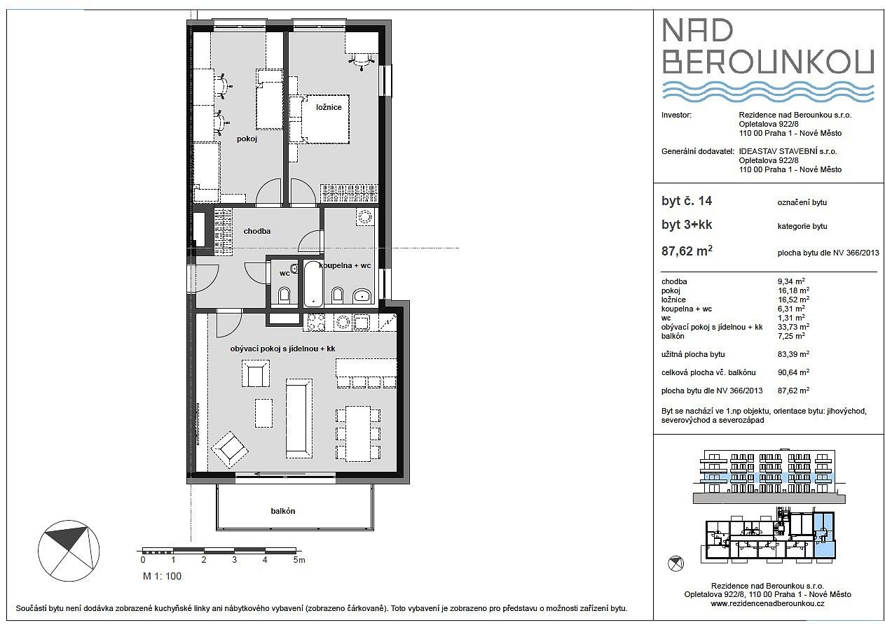Prodej byt 3+kk - Karlická, Praha 5 - Radotín, 83 m² - 2