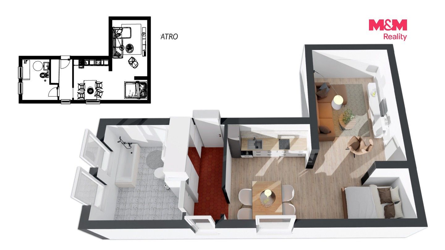 Pronájem byt 1+kk - Mánesova, Kostelec nad Orlicí, 38 m² - 5