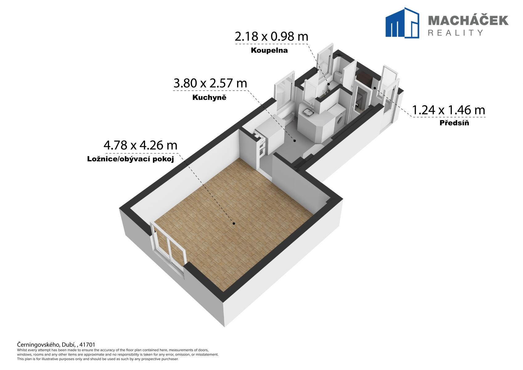 Byt 1+1 · 33 m² · Černigovského, Dubí - 4