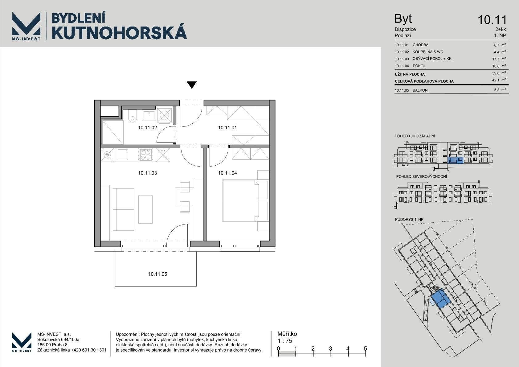 Byt 2+kk · 42 m² · Kutnohorská  , Praha - 4