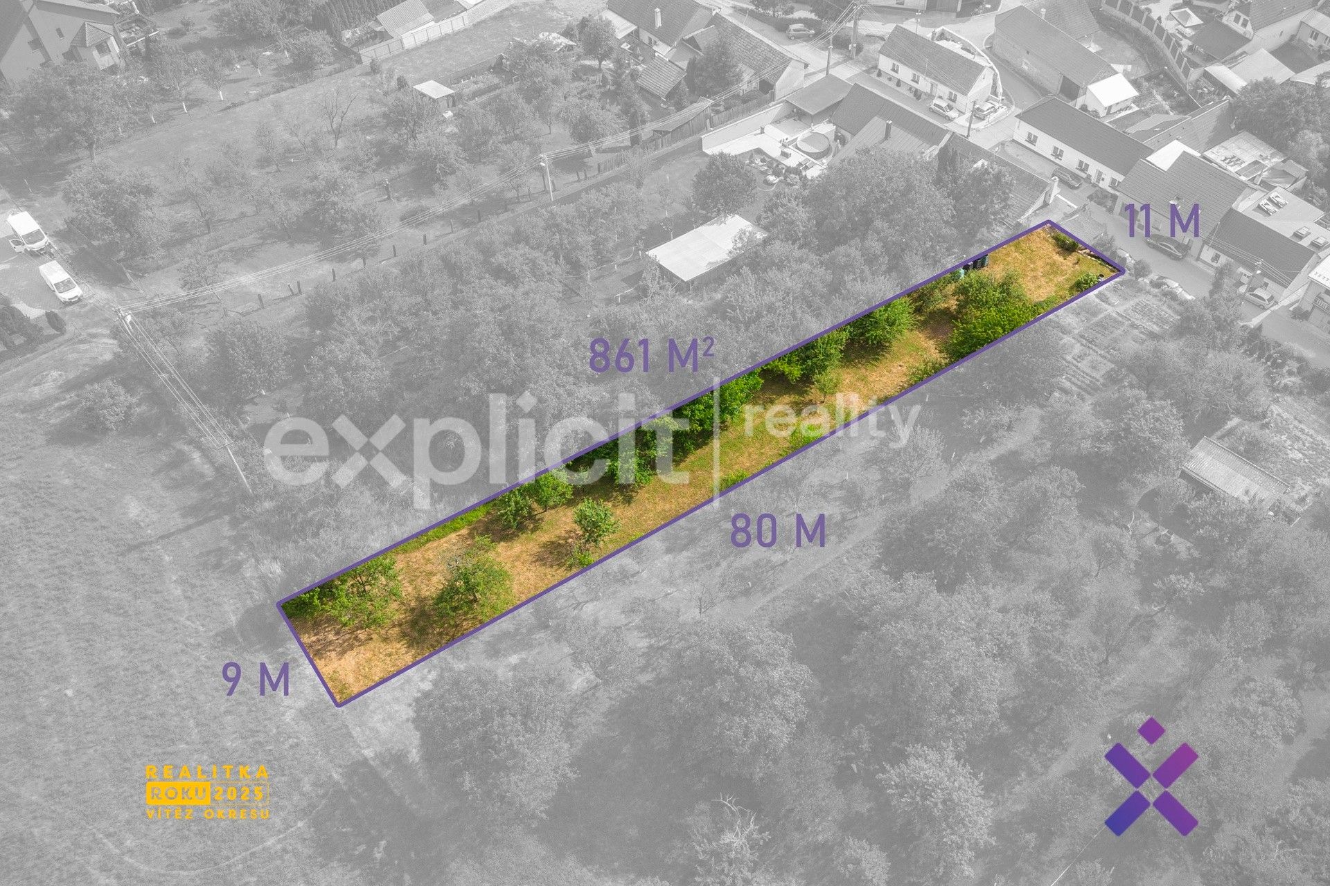 Pozemky pro bydlení, Vinohradská, Uherský Brod, 861 m² - 2