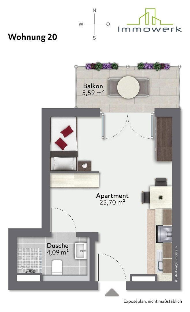 1+1, Geigenbauerstraße 24-26, , Bavorsko, 30 m² - 2