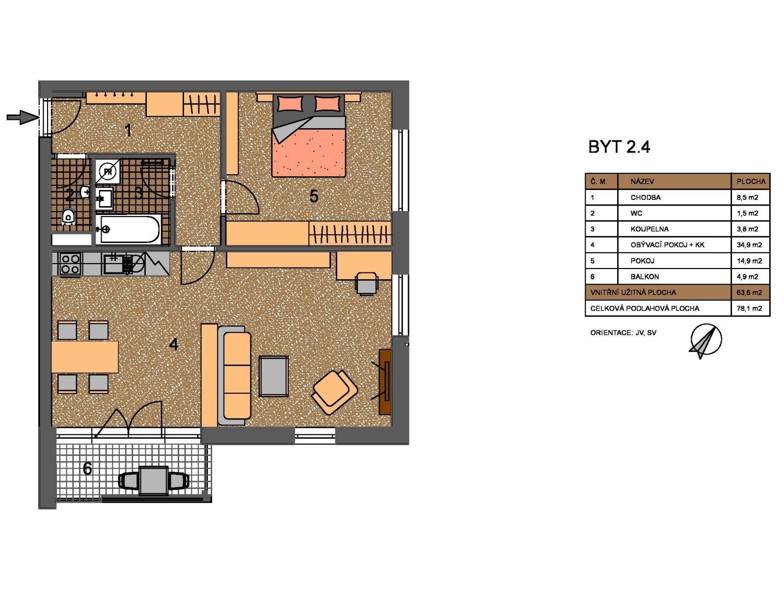 2+kk, Kadečkové, Praha - Letňany, 60 m² - 1