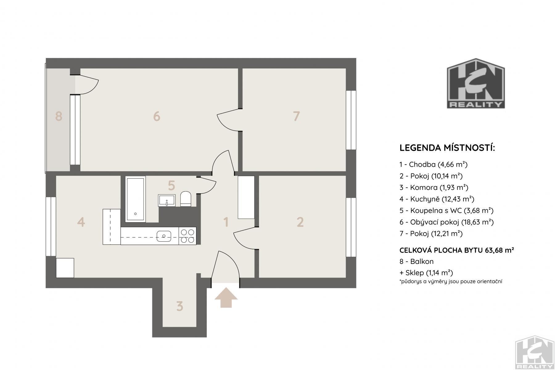 3+1, Na Výšině, Jablonec nad Nisou, 64 m² - 2