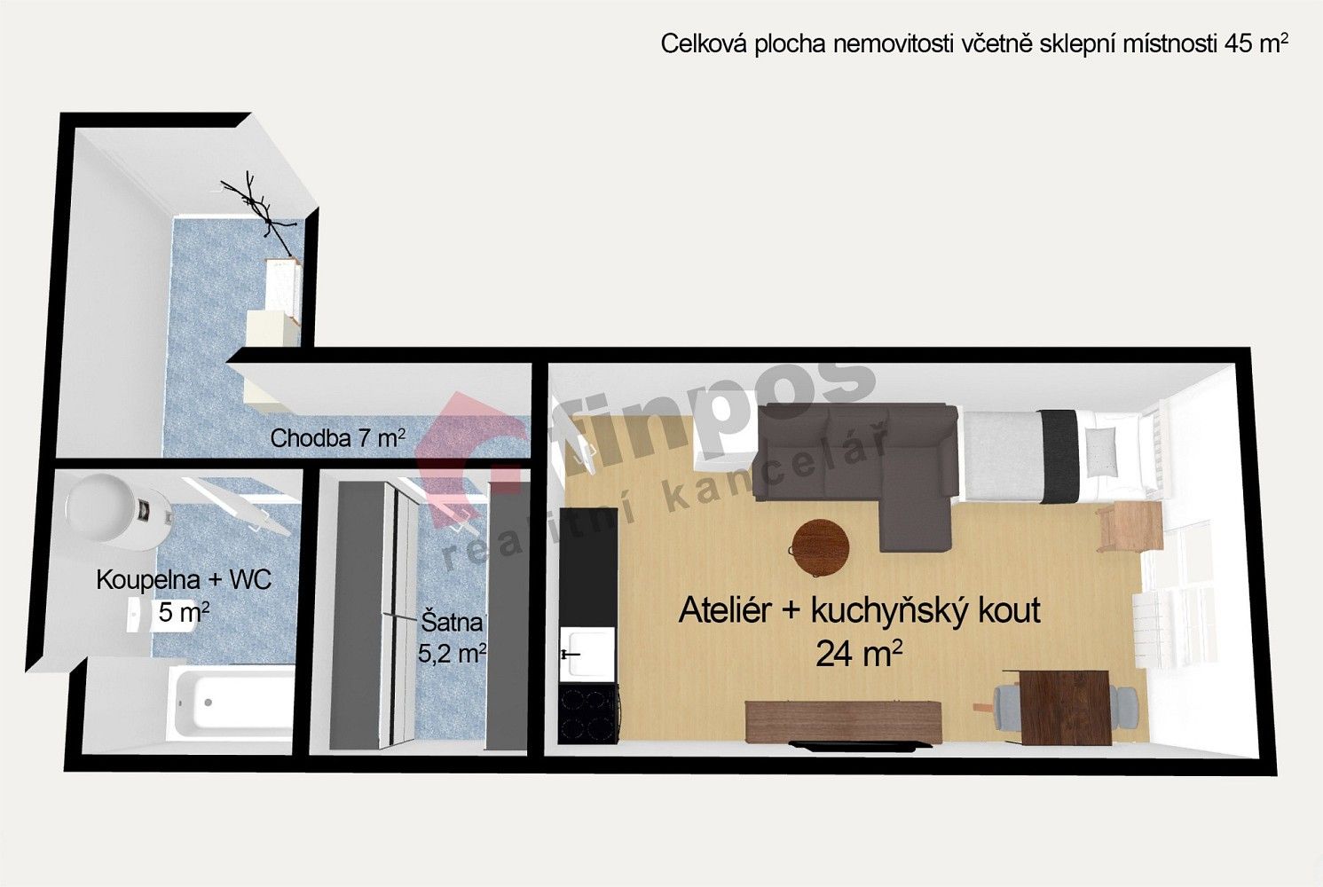 1+kk, 8. listopadu, Praha 6 - Břevnov, 41 m² - 2