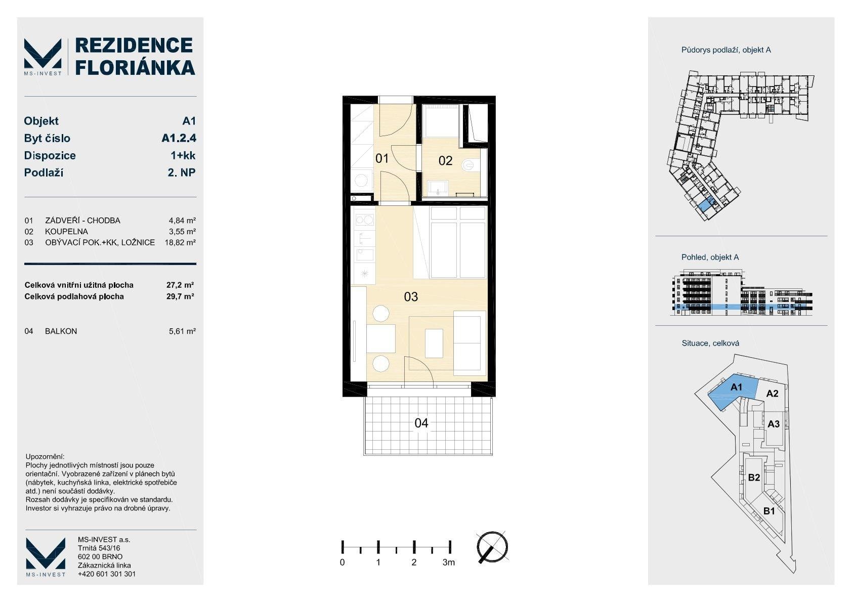 Prodej byt 1+kk - Hviezdoslavova, Brno Slatina, 30 m² - 5