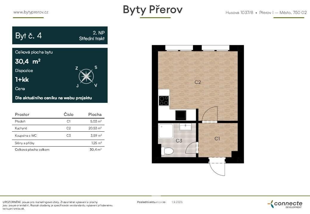 Byt 1+kk · 30 m² · Husova, Přerov I-Město - 3