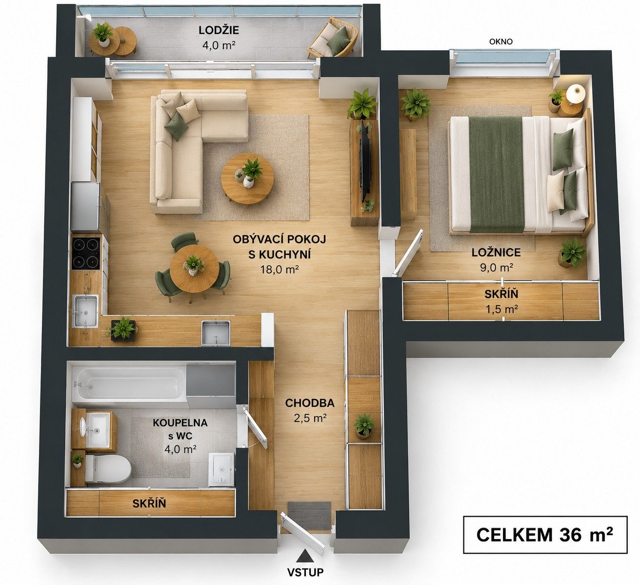 Byt 2+kk · 36 m² · Severovýchod, Zábřeh - 4