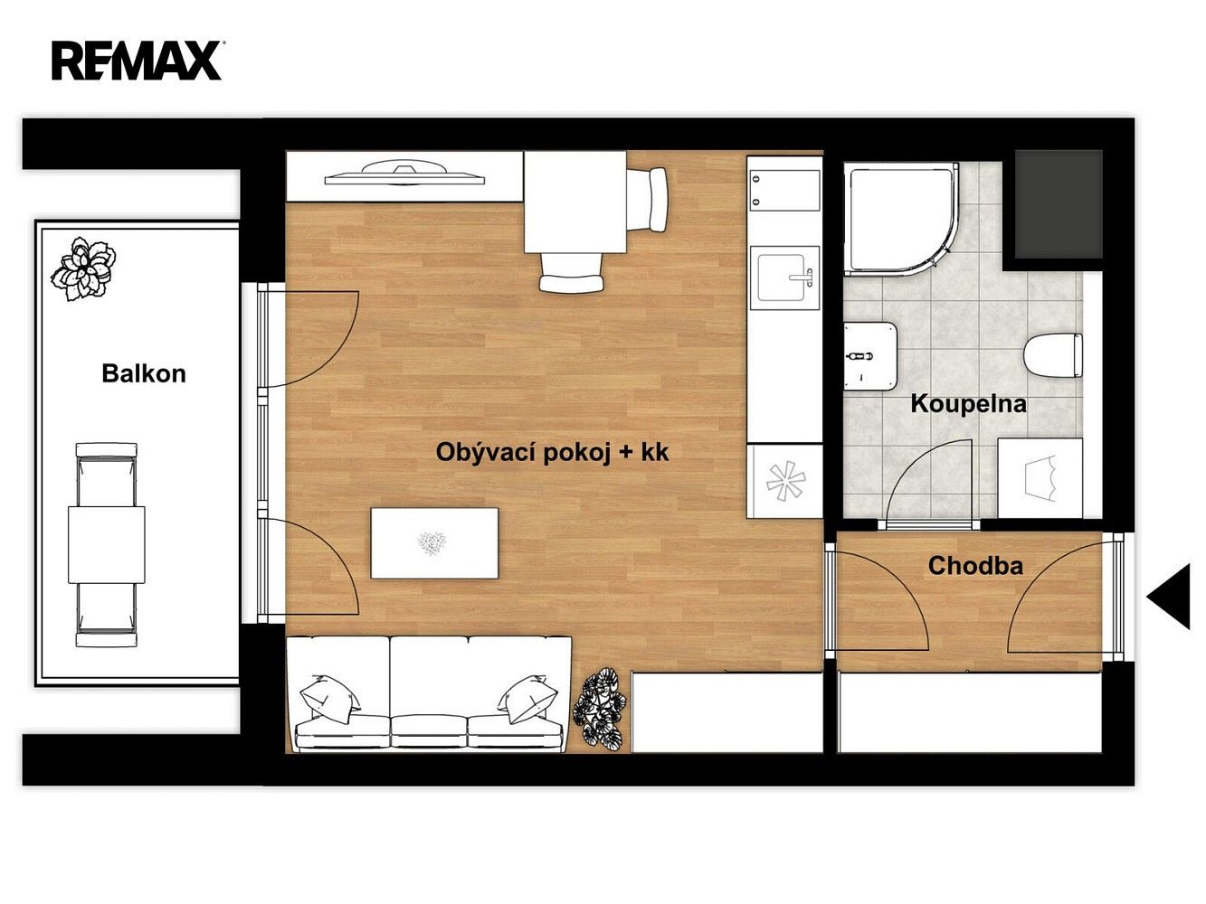 Byt 1+kk · 31 m² · U Radosti, Praha 5 - Třebonice - 3