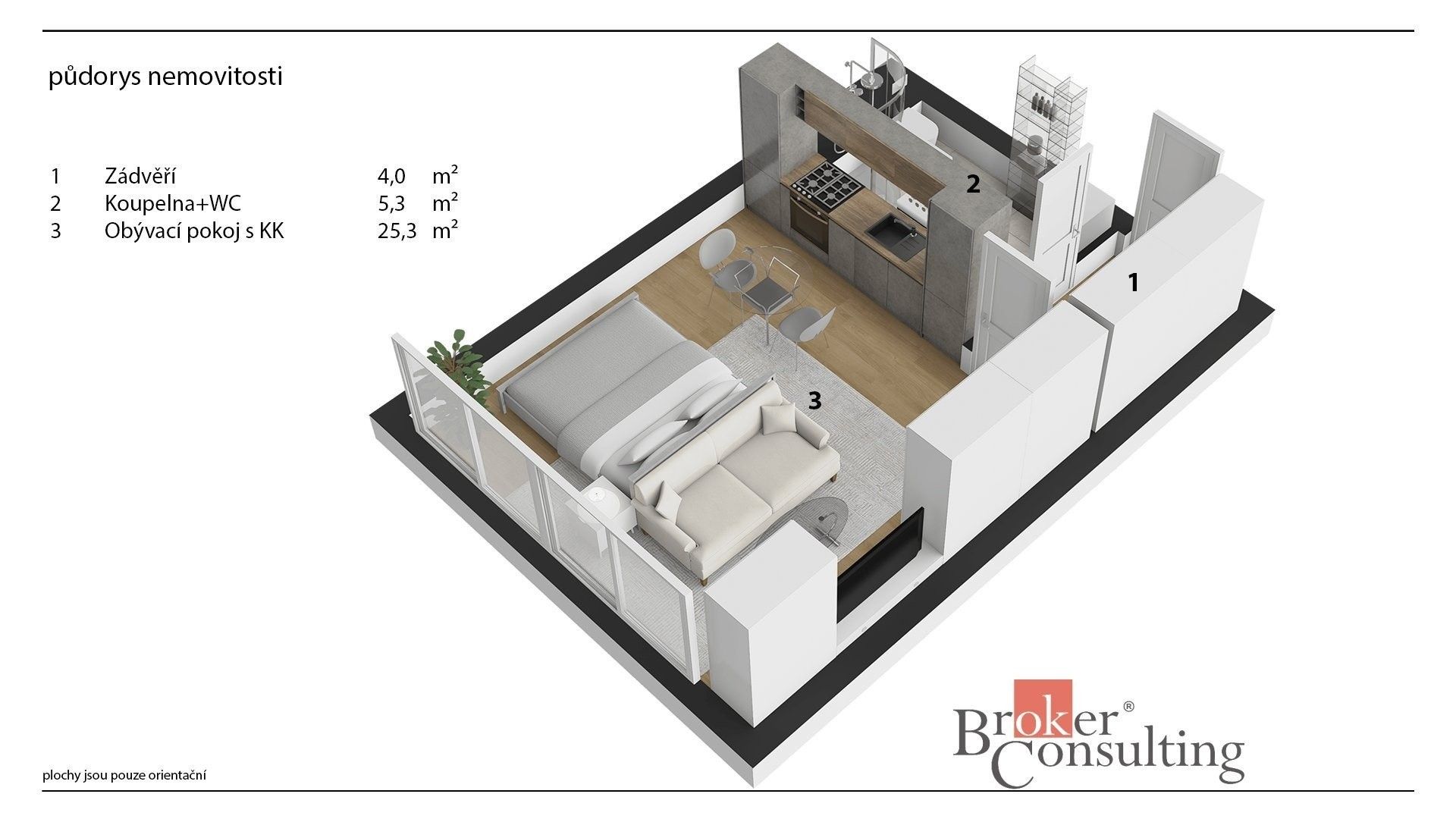 Byt 1+kk · 37 m² · Na Harfě, Praha - 4