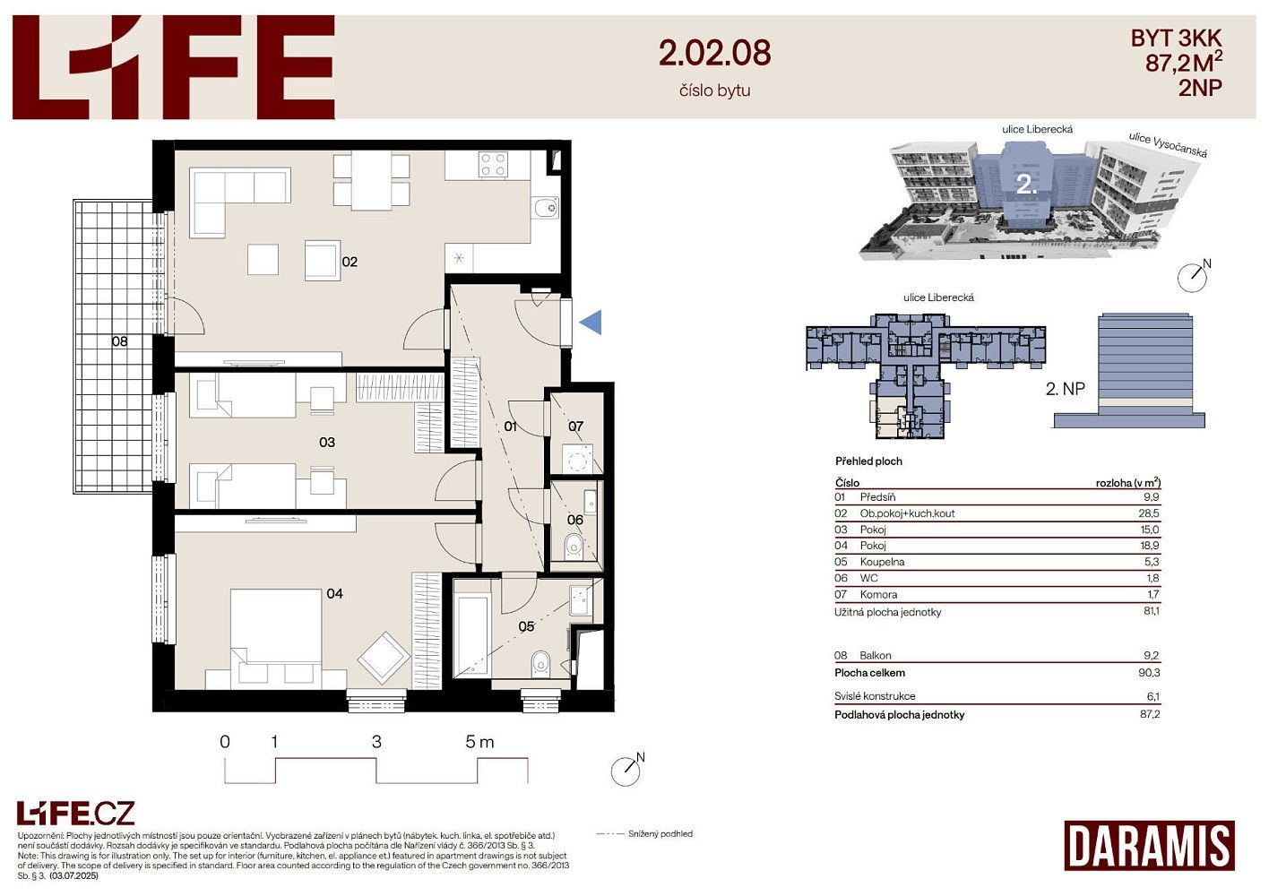 Byt 3+kk · 81 m² · Praha - Střížkov, okres Praha 9, Hlavní město Praha - 4
