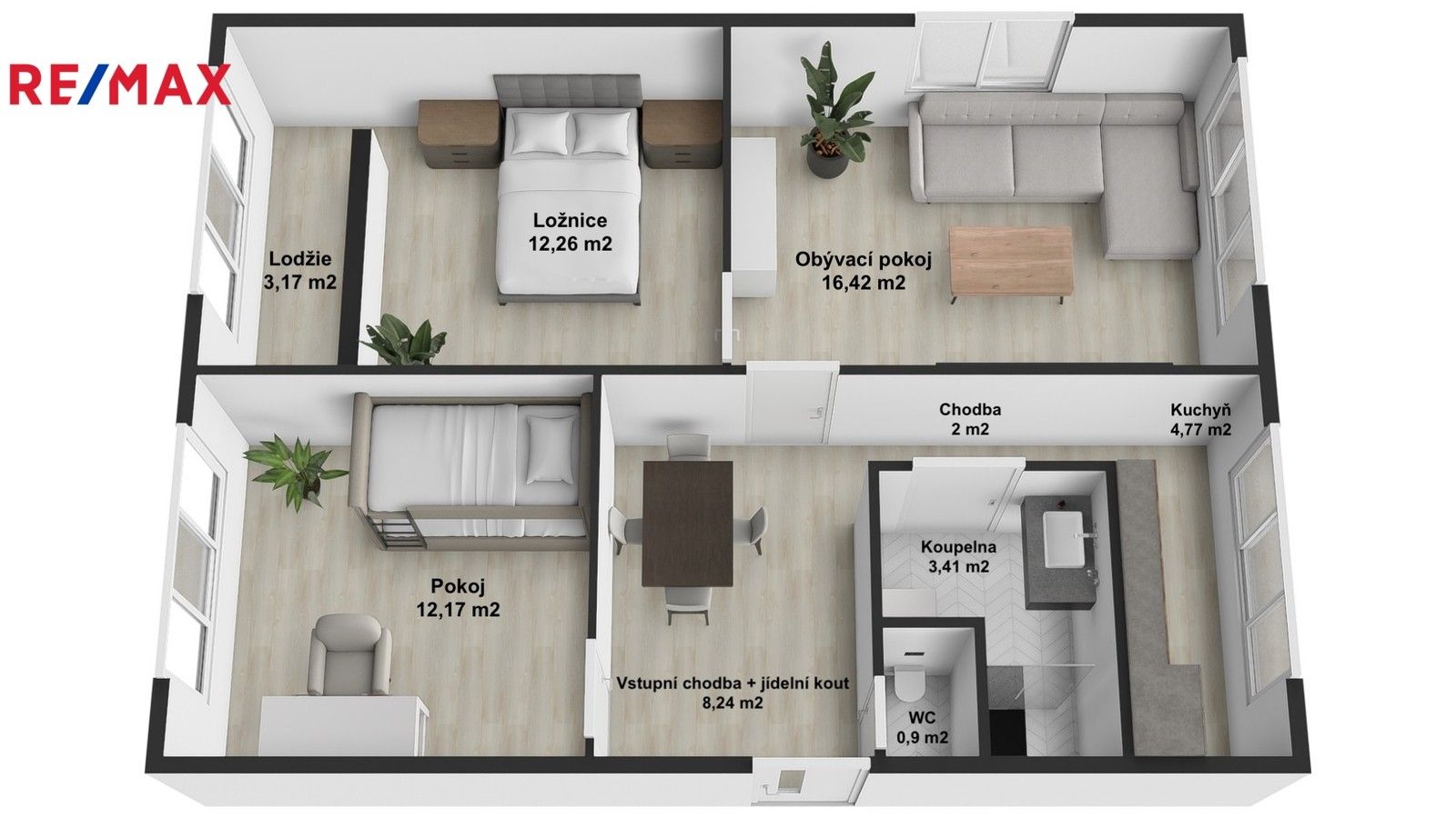 Prodej byt 3+1 - Moravská 2469, Aš, 63 m²