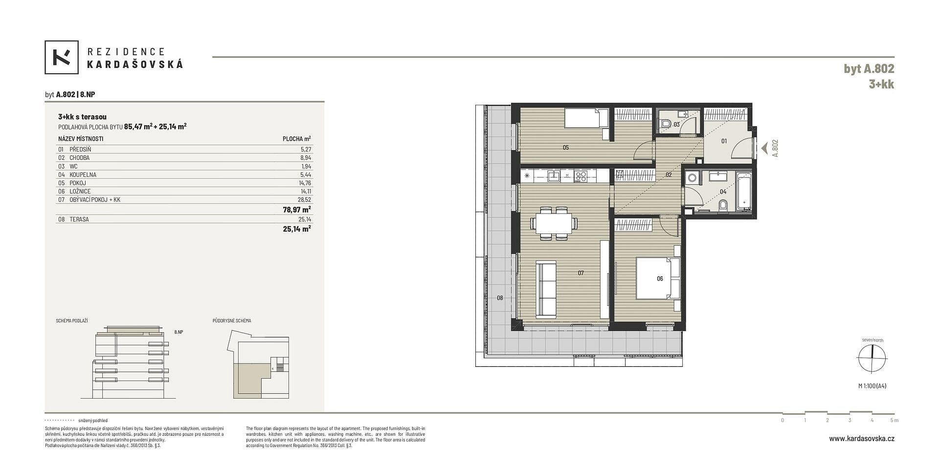 3+kk, Praha - Hloubětín, okres Praha 14, Hlavní město Praha, 85 m² - 2