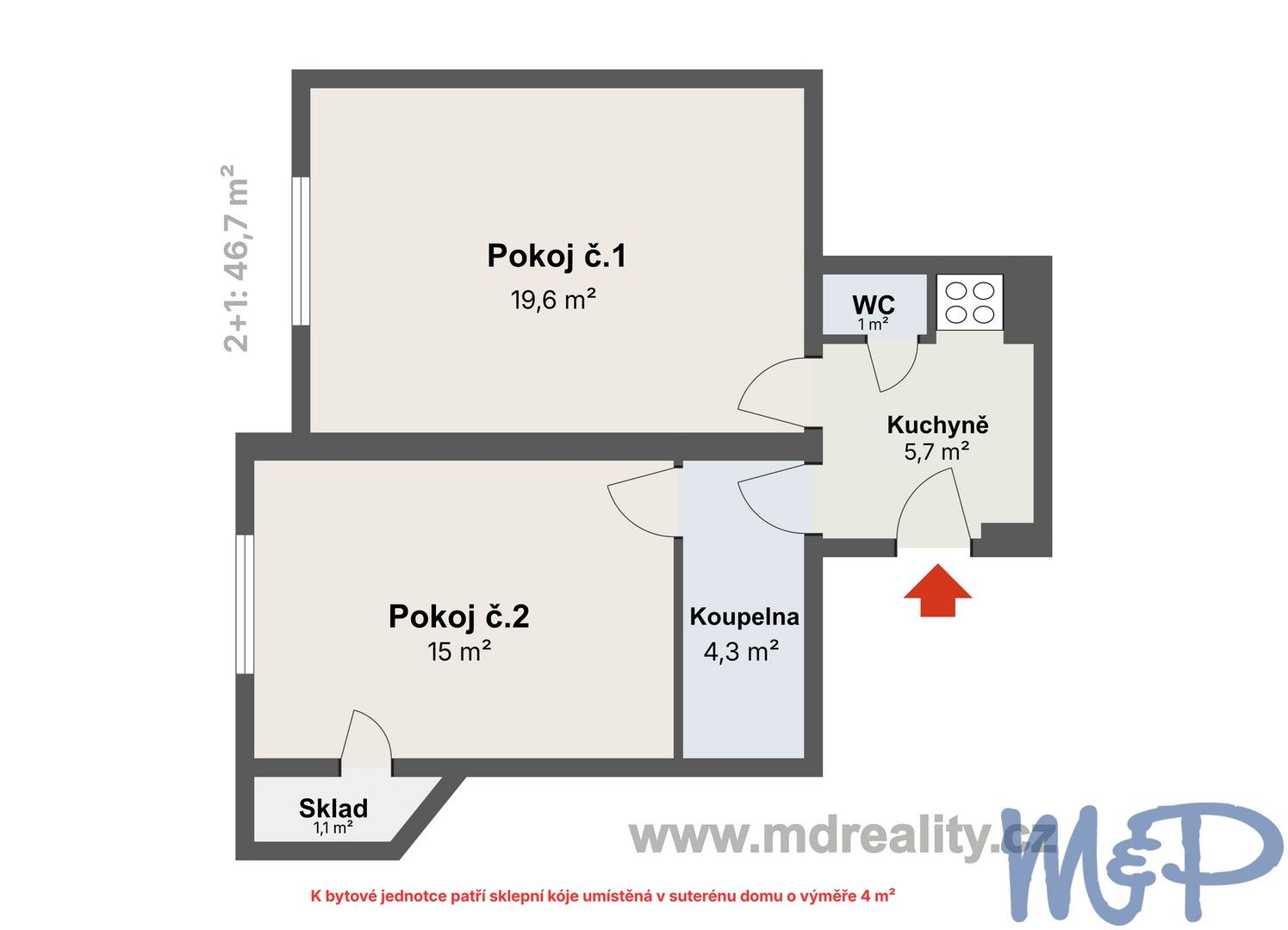 2+1, Na žertvách, Praha Libeň, 47 m² - 2