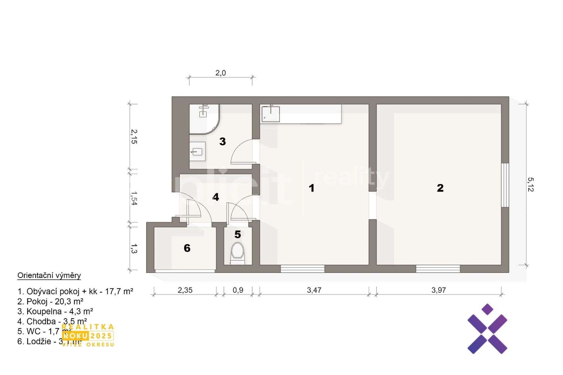 2+kk, Na Popluží, Ústí nad Labem, 50 m² - 2