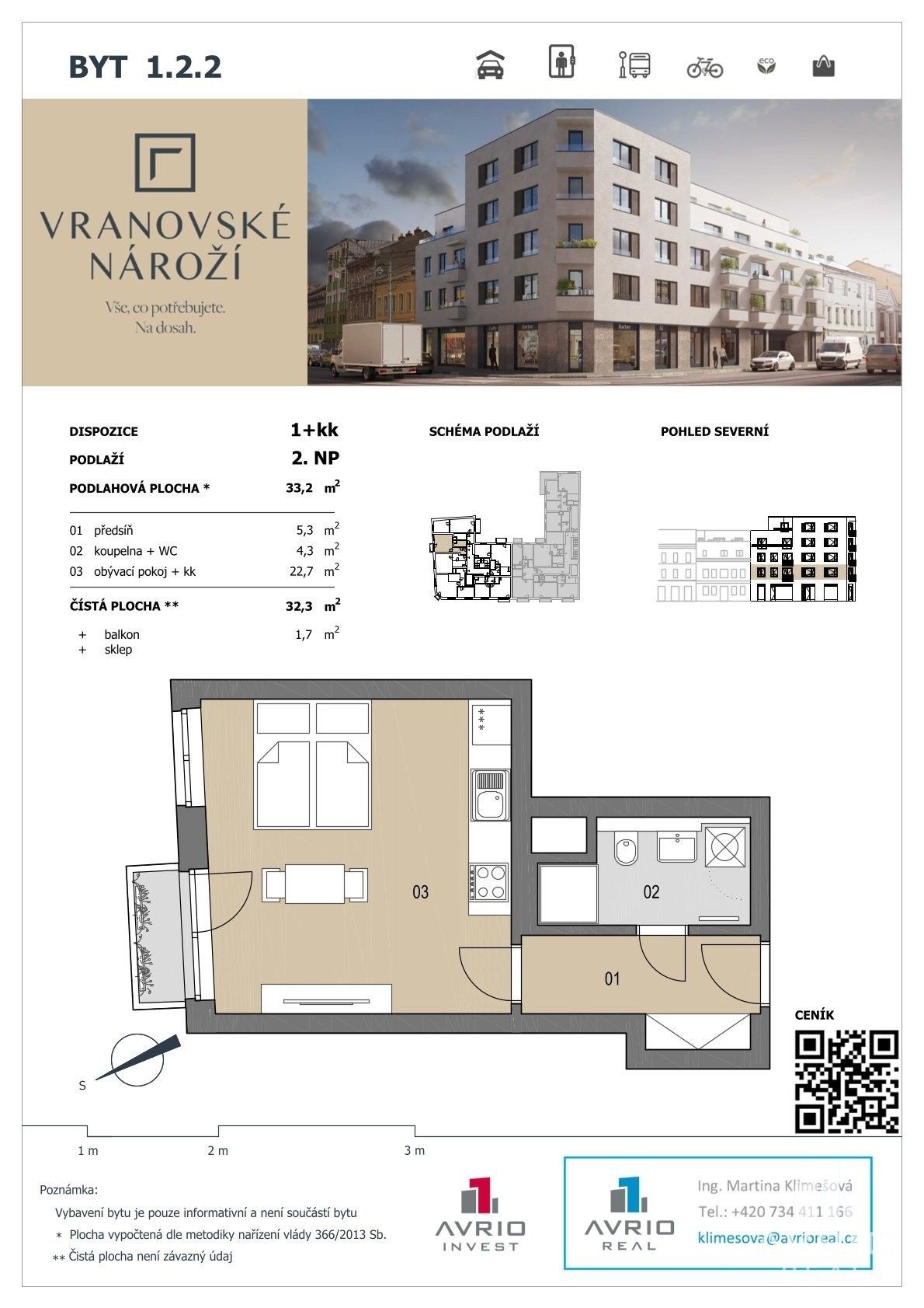 Prodej byt 1+kk - Vranovská, Brno, 32 m²