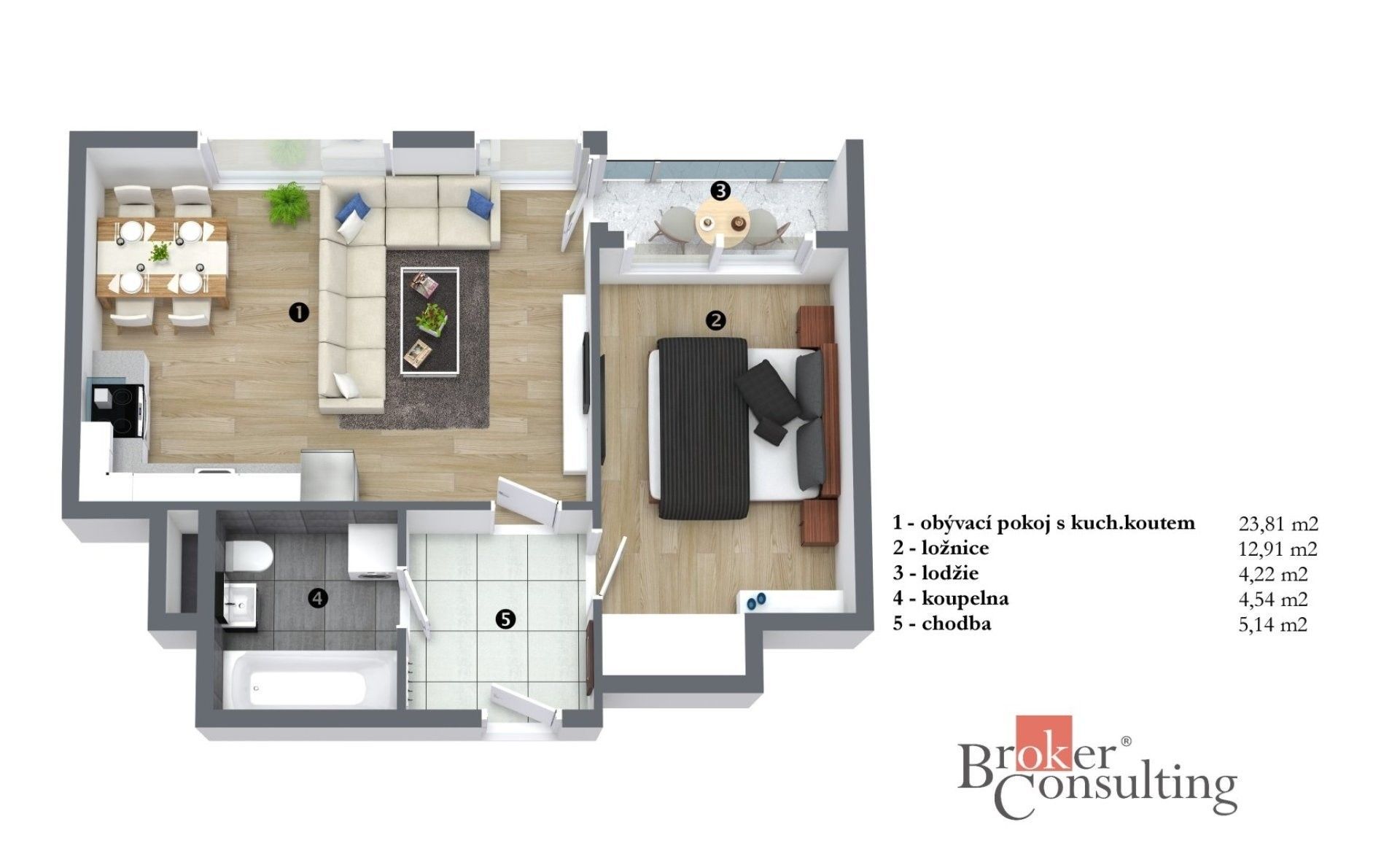 2+kk, Olgy Havlové, Praha, 48 m² - 2