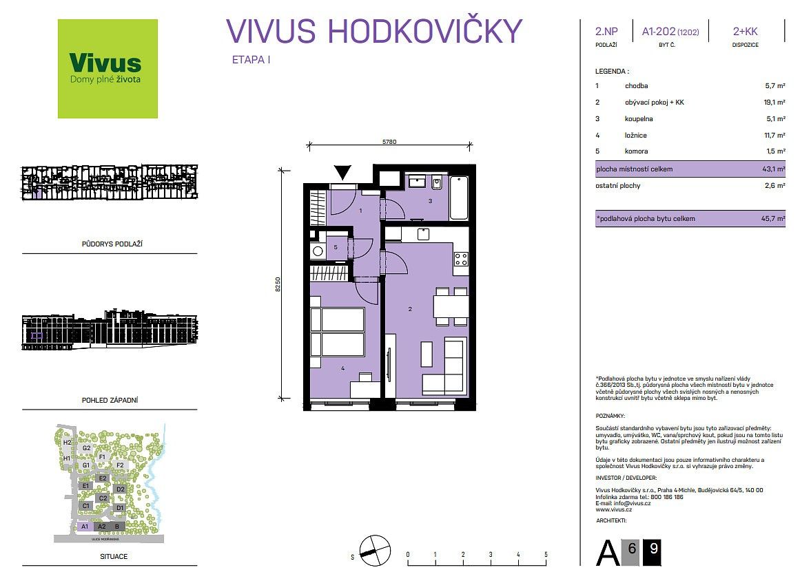 2+kk, Modřanská, Praha 4, 46 m² - 1