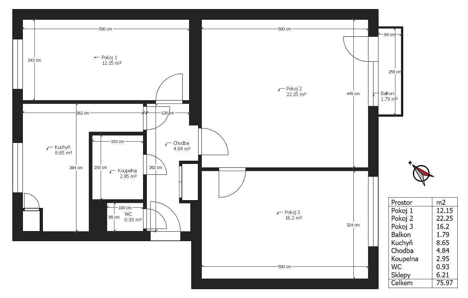 Byt 3+1 · 74 m² · U Stadionu, Chrudim - 4