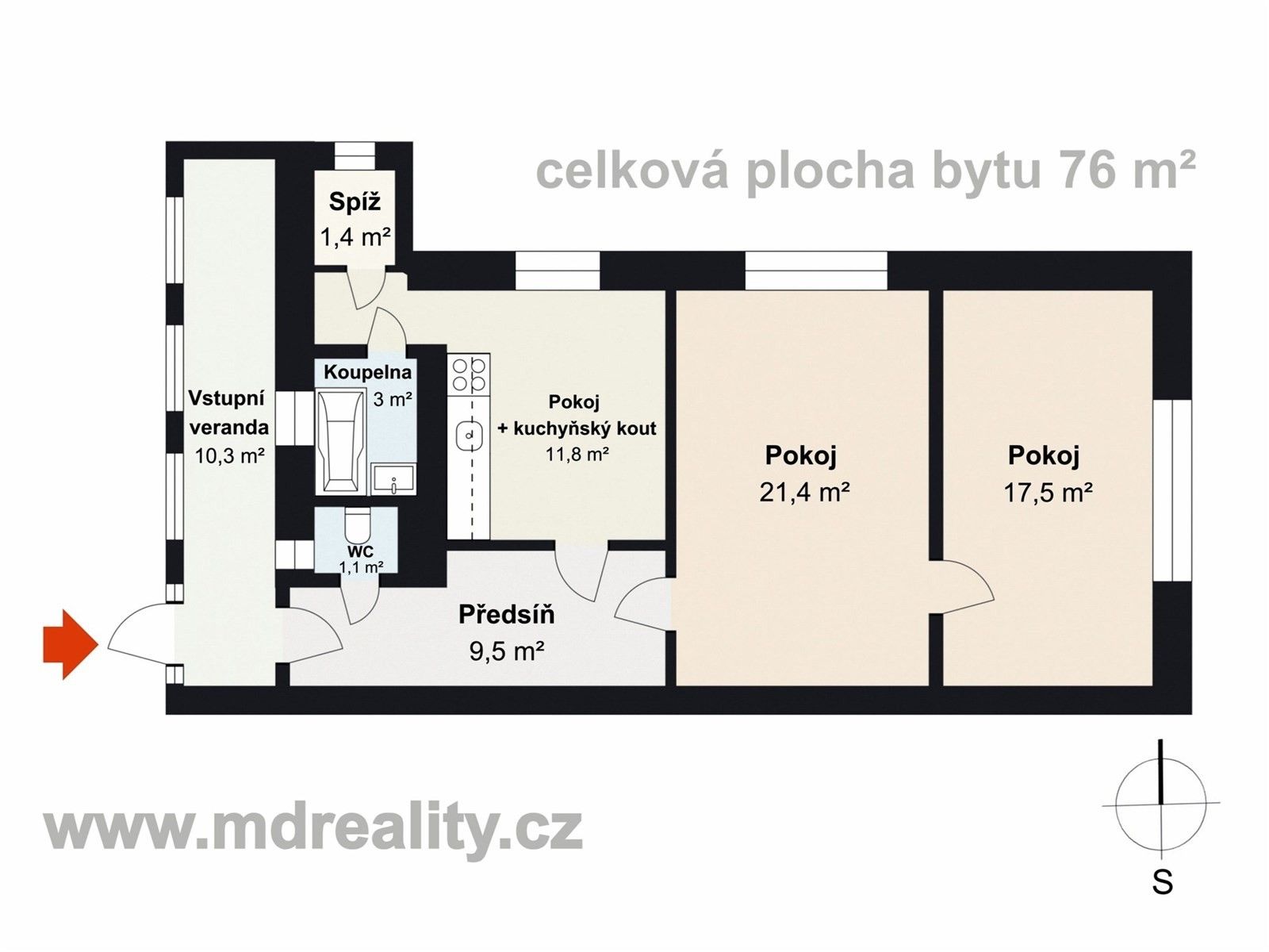 Prodej byt 3+kk - Křižíkova  , Jihlava, 76 m²