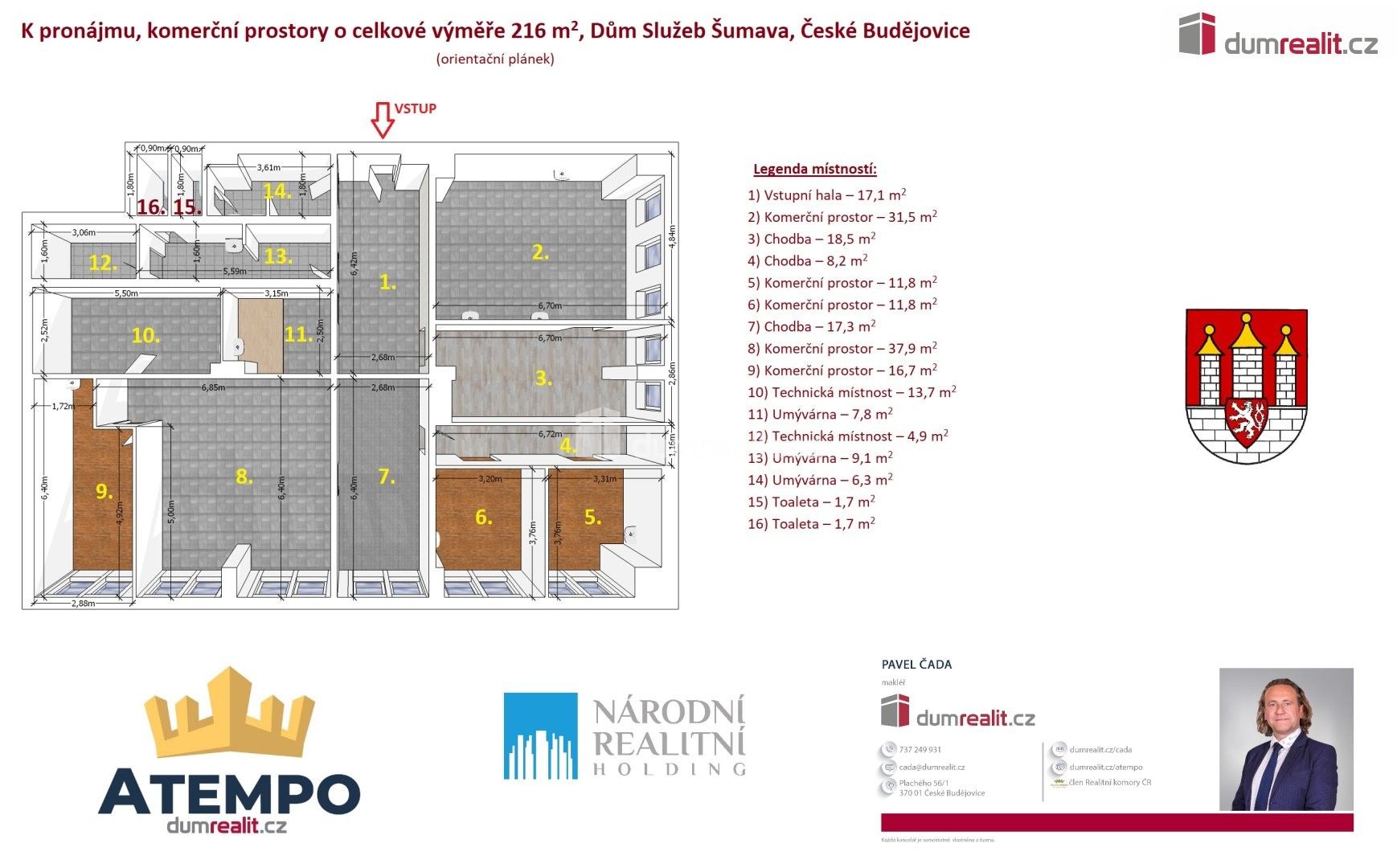 Obchodní prostory · 216 m² · J. Opletala, České Budějovice - 3