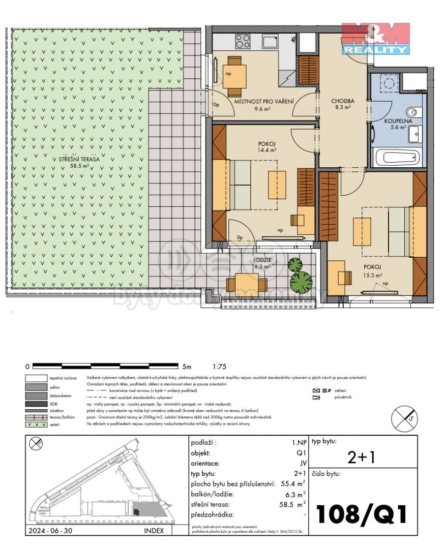 Prodej byt 2+1 - Gollové, Praha, 55 m²