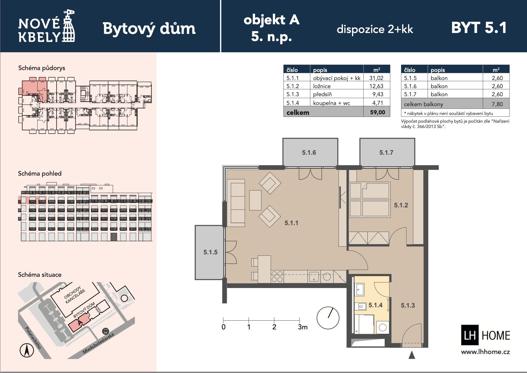 2+kk, Mladoboleslavská, Praha - Kbely, 59 m² - 1