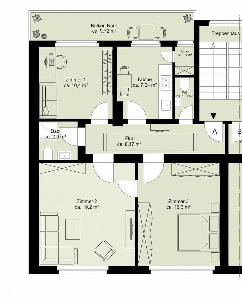 3+1, Kreysigstrasse 40 Mainz Mainz-Kastel Hessen 55118, 75 m² - 2