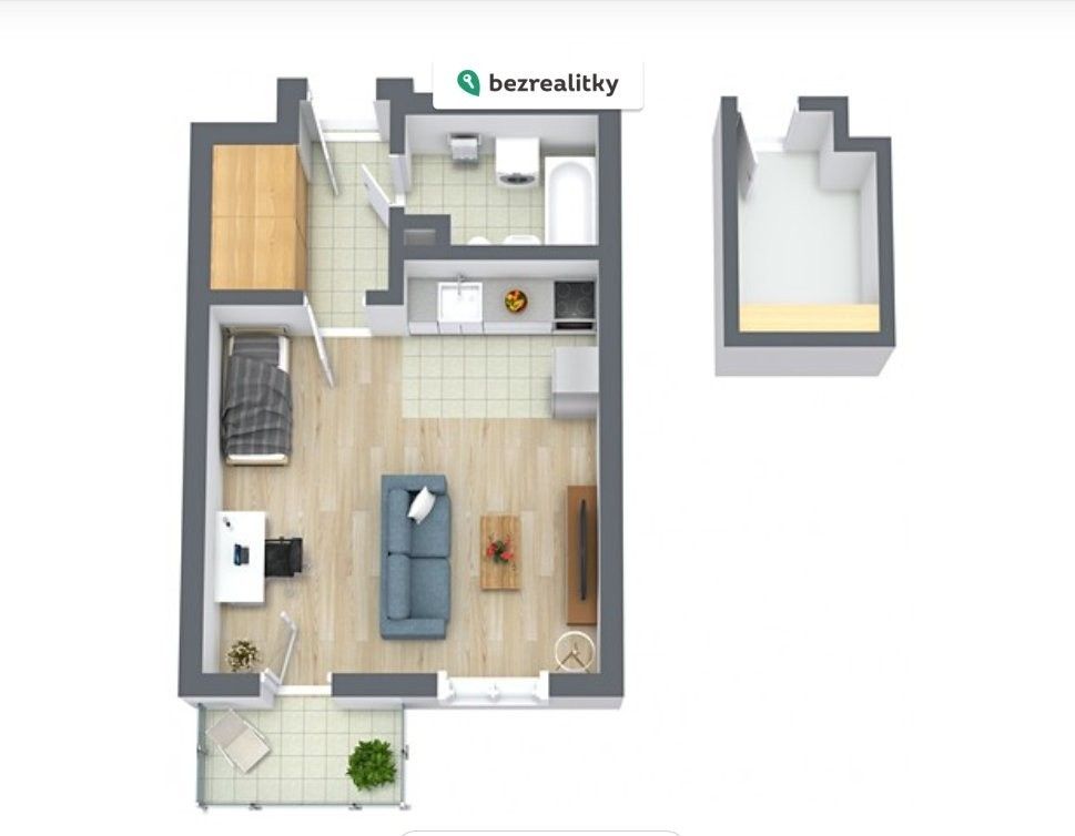 1+1, Nad přehradou 619, Praha Horní Měcholupy, 43 m² - 1