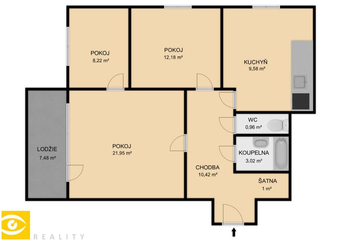 3+1, Sokolovská, Plzeň, 66 m²