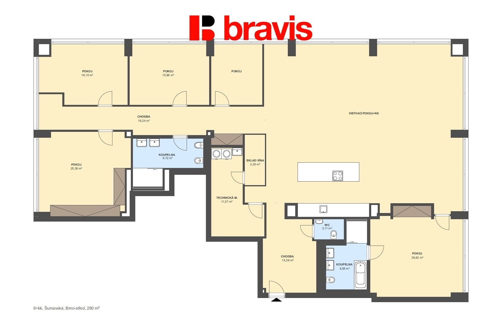 Pronájem kancelář - Šumavská 519, Brno Veveří, 280 m² - 5