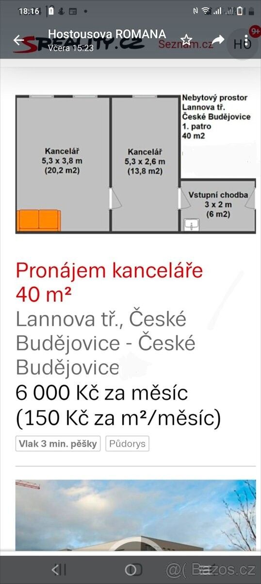 Pronájem kancelář - Boršov nad Vltavou, 370 01